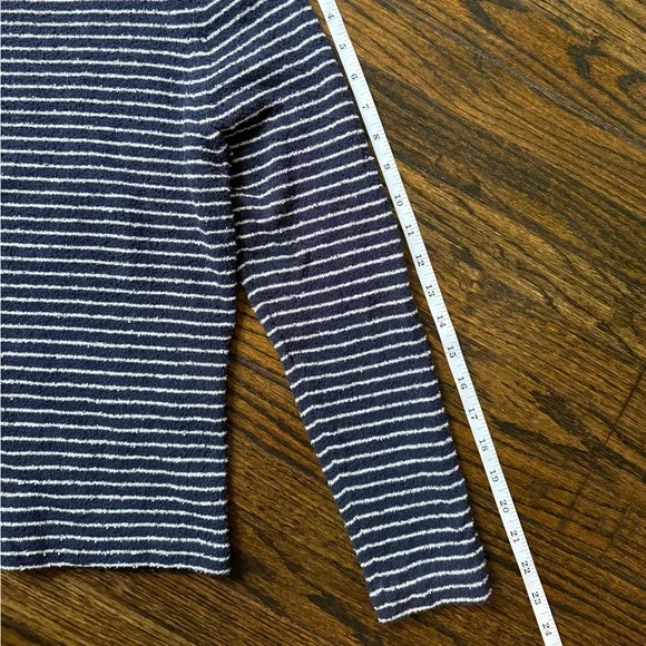 Doen, Boatneck Long Sleeve Top, Navy and White Striped, Small - Picture 5 of 6